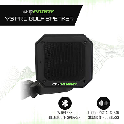 Golf Bluetooth Speaker with Mount, Bluetooth Speaker and Mount with Loud Stereo Sound and Bass Boost, Extended Playtime and Range (V3 Pro - 15 Watts)