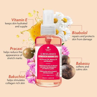 Nature Spell Stretch Mark Oil For Women, Vegan Body Oil for Stretch Marks, Scars & Uneven Skin Tone, 3.38 Fl Oz