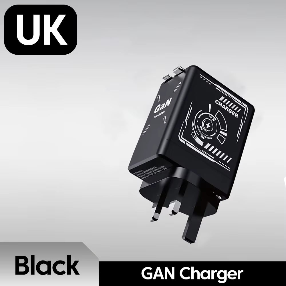 Gallium Nitride Charger Type C/Lightning Fast Charging Expansion Cable for Iphone15 16 Huawei Samsung