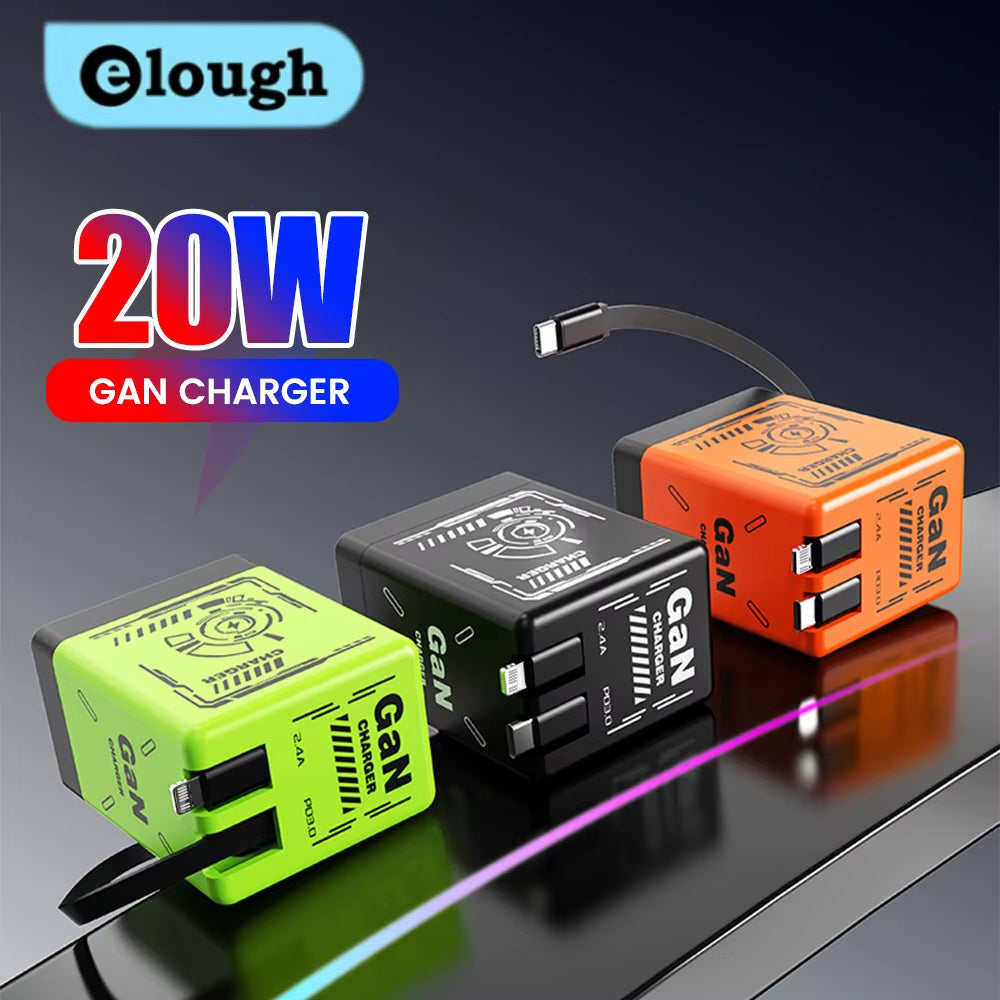 Gallium Nitride Charger Type C/Lightning Fast Charging Expansion Cable for Iphone15 16 Huawei Samsung